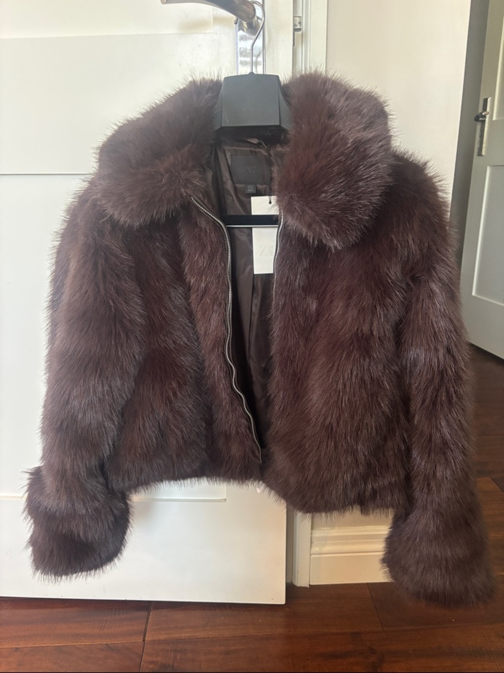 Women's Faux Fur Jacket in Deep Brown